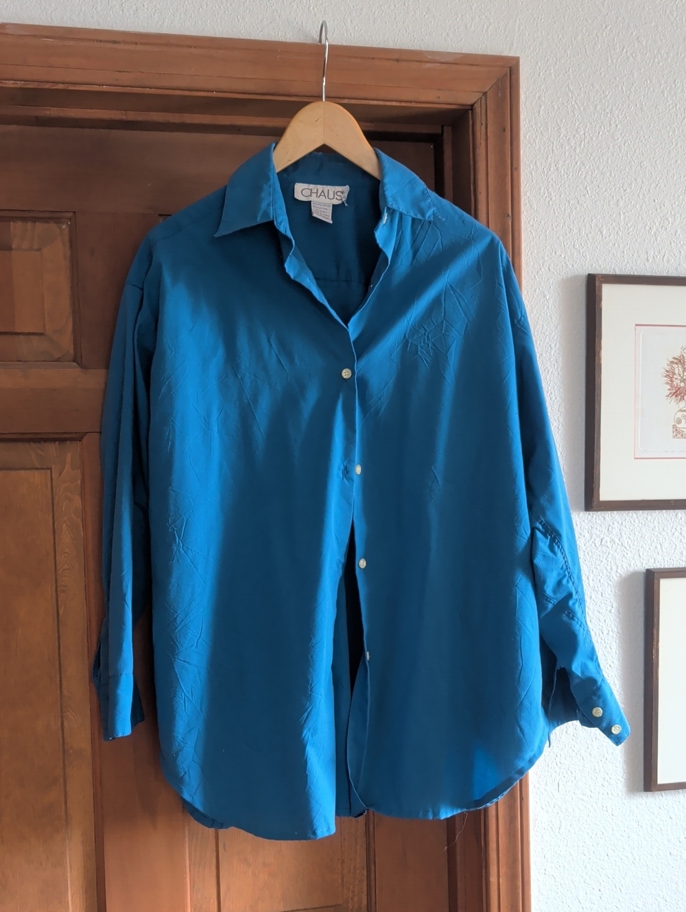 Chaus Oversized Blue Button-Down Shirt
